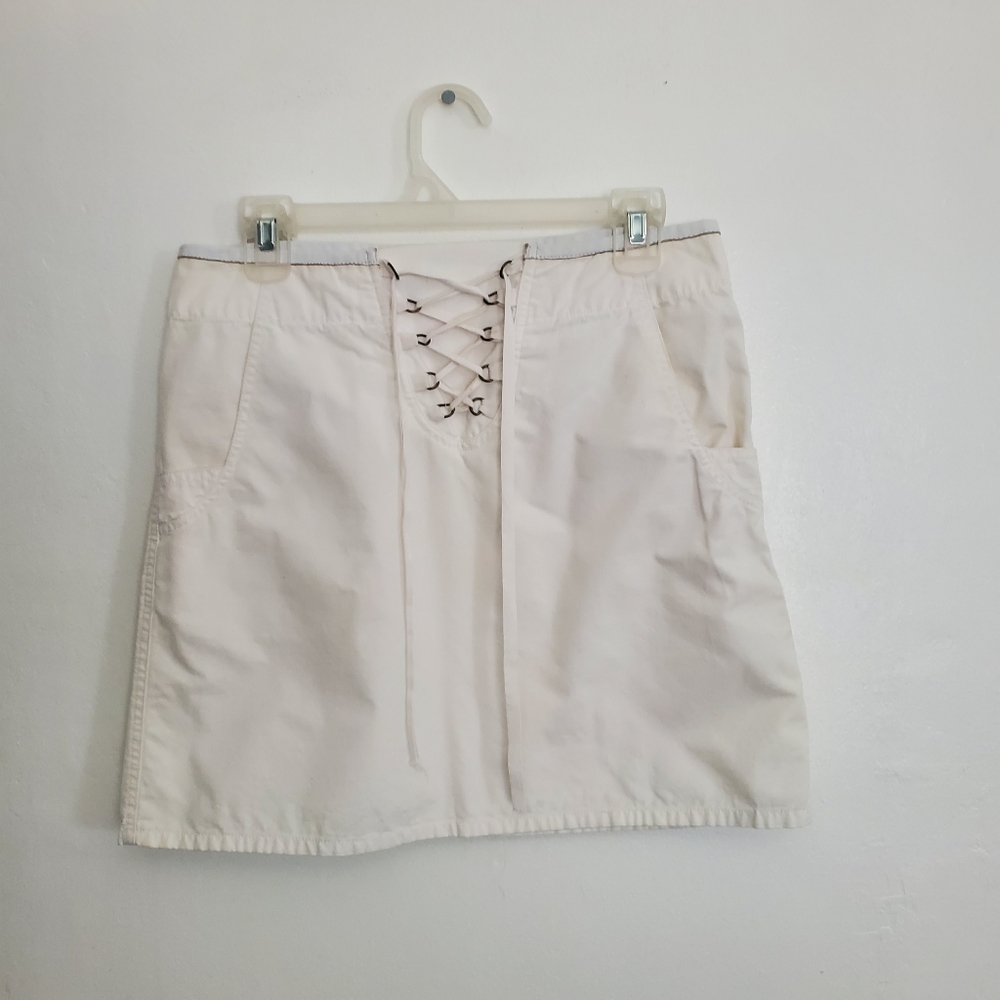 System vintage leather trimmed skirt